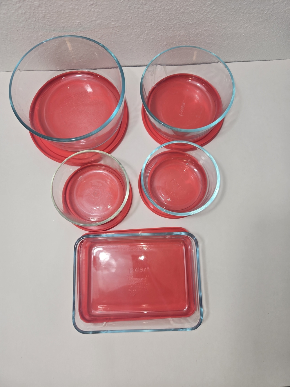 Pyrex Red Glass Food Storage Set - 5-Piece